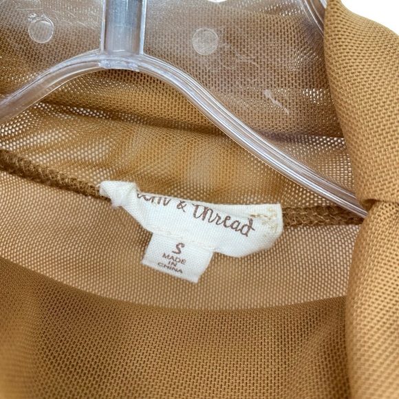 Hem & Thread Brown Sheer Mesh Stretchy Ruched and Ready Top - Picture 3 of 6